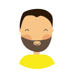 ein Mann mit Bart und gelbem Hemd